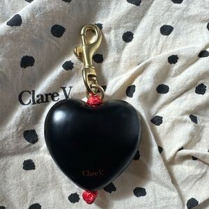 Clare V Black and Red Heart Fob